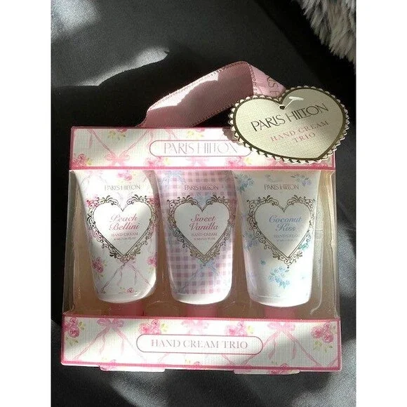 Paris Hilton Hand Cream Trio 1oz each Peach, Vanilla & Coconut NWT - Picture 1 of 1